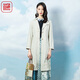漁（FC SG）漁牌風(fēng)衣外套2023年新款女中國(guó)風(fēng)刺繡花長(zhǎng)款西裝領(lǐng)長(zhǎng)外套FGFA3041 綠卡灰 L