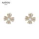 AJIDOU阿吉豆耳釘女小香風(fēng)珍珠花朵簡(jiǎn)約百搭線(xiàn)下專(zhuān)柜同款耳環(huán)生日禮物女 復古銅、金 直徑1.5cm