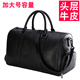 斯維森之星真皮旅行包男士大容量手提旅游袋頭層牛皮健身包行李包短途登機包 2096#黑色-加大號+鞋倉