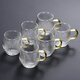 瓷牌茗茶具（cipaiming teaset）瓷牌茗 豎紋鉆石玻璃杯防燙把杯加厚茶杯水杯帶杯架 《半夏》小把杯6個