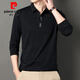 皮爾卡丹（pierre cardin）品牌中年男士長(cháng)袖t恤春秋寬松高打底帶領(lǐng)有領(lǐng)子的冰絲POLO 衫 黑色 XL 175 建議130-152斤