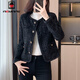 AEMAPE氣質(zhì)黑色小香風(fēng)短外套女春季2026新款女士春秋冬西裝粗花呢上衣 黑色 常規 XL