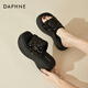 達(dá)芙妮（DAPHNE）拖鞋女夏季外穿小個(gè)子增高一字拖新款時(shí)尚亮片仙女風(fēng)涼拖 黑色 跟高7cm 36 (230mm)