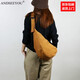 ANDSEEYOU品牌帆布斜挎包女簡(jiǎn)約慵懶風(fēng)新款棉麻布包文藝復古日系餃子包七夕 焦黃色 偏深