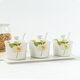 金嵐玉骨瓷調(diào)料罐三件套帶骨瓷托盤調(diào)料罐子3個套裝調(diào)味罐 出水芙蓉-調(diào)料罐三件套