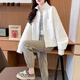 月半晴（YUEBANQING） 短外套女2025春秋新款開衫拉鏈寬松百搭時(shí)尚舒適簡約大方上衣女 白色_【春秋薄款】（） L_110-140斤（）
