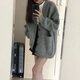 憶思減灰色中長款毛衣外套女春秋外搭外穿慵懶復(fù)古奶系穿搭秋冬針織開衫 灰色 XL 115-125斤