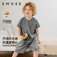 嫚熙（EMXEE）嬰童短袖短褲套裝夏季男女寶寶衣服透氣天絲棉運動(dòng)套裝休閑服外穿 深花灰【短褲短袖】 100