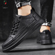 西域駱駝（VANCAMEL）品牌工作男鞋春季2026新款商務(wù)黑色休閑皮鞋男士防水板鞋運動(dòng)潮鞋 黑色1 43