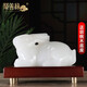 聚善緣 玉兔擺件玉石玉雕生肖兔家居創(chuàng)意裝飾品書房擺件送女生可愛禮物 阿富汗玉兔子長15厘米