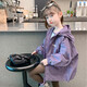 乖妮貓女童外套春裝2025新款洋氣兒童春秋冬款中大童小女孩運(yùn)動(dòng)連帽上衣 紫色 150 cm