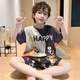 兒童睡衣男童夏季純棉短袖薄款2025新款夏款青少年中大童男孩套裝 22742 160 【M碼】身高150-160CM