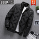 JEEP SPIRIT輕薄羽絨服男冬季保暖短款立領(lǐng)夾克男士防水休閑運動(dòng)外套百搭上衣 黑色 2016 5XL 建議195-220斤