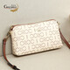 鱷魚(yú)恤情人節禮物包包女包斜挎包 時(shí)尚印花小方包單肩包 米白