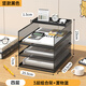 賓納A4桌面文件架金屬資料架文件框多層文件收納架辦公室桌文件夾收納盒書架書立檔案文具用品大全置物 A4四層（豎黑帶側(cè)網(wǎng)三層組合架+置物籃）