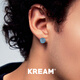 KREAMS925純銀海藍(lán)寶玫瑰花耳釘男女情侶同款 一對(duì)