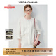 VEGA CHANG白色時(shí)尚套裝女2025秋新款蕾絲甜美減齡襯衫半裙兩件套 花箋白(上裝) S