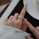 蘇十六925銀戒指女雙層可轉(zhuǎn)動圓珠指環(huán)食指戒子冷淡風(fēng)小眾生日禮物女生 【可調(diào)節(jié)】轉(zhuǎn)運(yùn)珠戒指