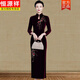 恒源祥精致改良結(jié)婚宴禮服中年闊太太金絲絨旗袍長款高級奢華優(yōu)雅長裙 酒.紅色 XL