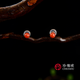 珍珊琥珊瑚耳釘 玫瑰金鑲嵌沙丁圓珠耳飾時(shí)尚顯膚色百搭