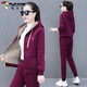 啄木鳥(niǎo)加絨加厚運動(dòng)服套裝女秋冬季寬松連帽藍色休閑衛衣兩件套潮 酒紅(加絨) 2XL (125-140斤)