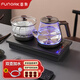FUNORK全自動(dòng)上水電熱水壺煮茶燒水一體機茶臺泡茶燒水壺茶幾茶桌嵌入式抽水電茶壺茶具套裝 1L 鈦灰色-雙壺上水清潔款（37*20cm）