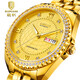 朗積（RONGISS）黃金手表商務(wù)情侶金表男士防水高檔自動(dòng)機械表瑞士女士純金色腕表 地球金色機械表-男款