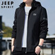 JEEP SPIRIT吉普外套男士夾克男裝春秋季韓版寬松連帽上衣服 黑色 XL 