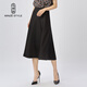 名師路緞面優(yōu)雅半身裙女夏裝新款商務(wù)風(fēng)通勤中長(cháng)裙傘裙純色垂墜感A字裙 黑色88 M