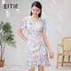 愛(ài)特愛(ài)（EITIE）優(yōu)雅印花桑蠶絲連衣裙時(shí)尚提褶顯瘦夏季新款真絲裙7007768 珊紅65 L 165