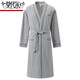 莫代爾全棉浴袍秋男士睡袍純棉長(cháng)袖浴衣和服爸爸大碼連體睡衣春秋款男式 3663-淺灰  L