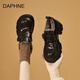 DAPHNE達(dá)芙妮加絨樂(lè)福鞋厚底百搭2024秋冬新款復(fù)古學(xué)院jk鞋子女增高黑色小皮鞋 棕色  加絨 37