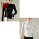 貓人（MiiOW）莫代爾小立領(lǐng)打底衫秋衣女春秋冬大碼長(cháng)袖T恤內搭修身顯瘦上衣 黑色+白色【實(shí)惠兩件裝】 2XL碼【140-160斤】