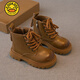 G.DUCKKIDS小黃鴨兒童馬丁靴2025秋冬加絨男童鞋子女童皮靴短靴單靴英倫風(fēng)洋 卡其色 單靴 27 內長(cháng)16.2cm