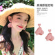 蔓笙甜美粉色愛(ài)心耳環(huán)女度假風(fēng)耳夾無(wú)耳洞超仙花瓣耳飾海邊夸張耳釘夏 耳夾一對(duì)