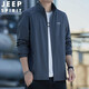 吉普（JEEP）夾克男外套立領(lǐng)寬松休閑春秋新款時尚百搭男士茄克衫簡約男裝上衣 灰色 L(建議115-135斤)
