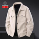 倉石一樹(shù) KAZUKI KURAISHI燈芯絨男士夾克春秋冬季新款寺翻領(lǐng)商務(wù)休閑上衣新款韓版輕奢外套 米白色 XL