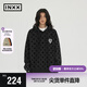 英克斯（inxx）ALLPICK 潮牌冬新品潮牌連帽衛衣情侶裝植絨滿(mǎn)印運動(dòng)休閑上衣 黑色 L