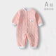 婧麒（JOYNCLEON）嬰兒連體衣保暖秋裝夾棉嬰幼兒寶寶衣服秋冬季新生爬服薄棉套裝 粉色 66cm