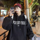 唐號  衣服衛(wèi)衣男連帽2022秋季新款原宿港風(fēng)外套春秋款ins潮牌oversize高街 男女同款衛(wèi)衣 黑色 XL