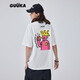 古由卡（GUUKA）xAGAHO聯(lián)名t恤男士短袖寬松潮流夏季26新款情侶裝休閑外穿打底衫 白色 F7536 L