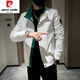 皮爾卡丹（pierre cardin）2025春秋新款外套男士韓版潮流修身立領(lǐng)上衣夾克春天休閑男裝衣服 白色 2XL