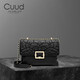 Cuud包包女包白色真皮鏈條包輕奢小方包單肩腋下斜挎包生日禮物送女友 黑色【送禮品袋】