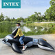 INTEX 58561大黑鯨成人兒童水上充氣坐騎浮排浮床戲水沖浪浮板玩具 黑白色+手動(dòng)充氣泵 193*119CM