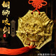 純黃銅獅子咬劍八卦鏡凸鏡家居掛件大門(mén)虎頭牌獸頭睚眥獅咬劍擺件 小號：對角直徑11cm 純銅獅咬劍掛牌