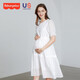費雪（Fisher-Price）費雪孕婦夏裝連衣裙新款夏季孕婦裙長(cháng)裙純棉裙子上衣小個(gè)子孕婦裝 白色（蕾絲款） S【85-110斤適穿】