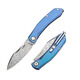 三刃木家用時(shí)尚折疊刀大馬士革鋼刀鈦合金折疊刀便攜日式辦公室用 小刀 7315TU 藍