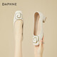 達(dá)芙妮（DAPHNE）七夕單鞋女夏季新款法式粗跟淑女溫柔高跟鞋 米白色 5cm 36 (230mm) 標(biāo)準(zhǔn)碼
