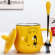 景德鎮泡麥片的杯子陶瓷杯馬克杯子女帶蓋勺牛奶早餐杯大容量廣告杯logo 黃色黑貓+蓋鋼勺