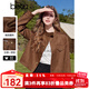 百圖betu女裝2025春季新款短外套休閑工裝夾克麂皮絨短外套女2501T40 駱駝色 L
